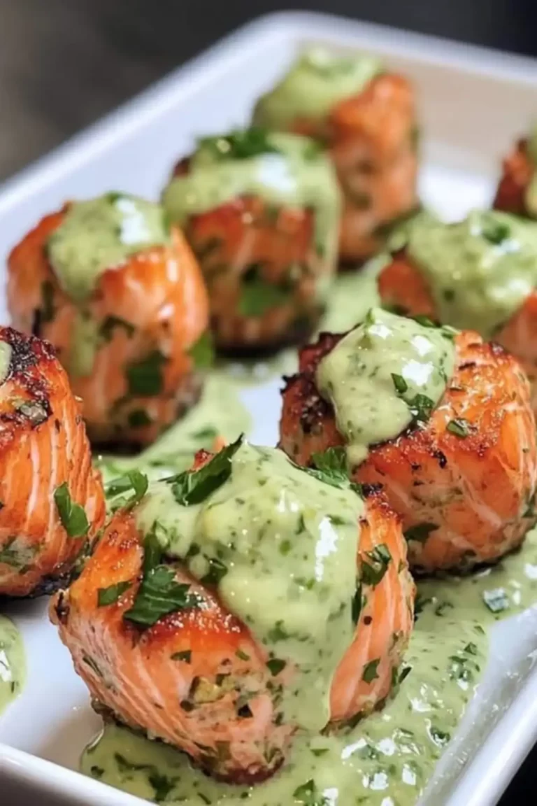 Baked Salmon Meatballs with Creamy Avocado Sauce