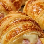 Baked ham and cheese croissants