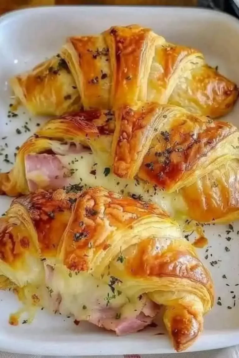 Baked ham and cheese croissants