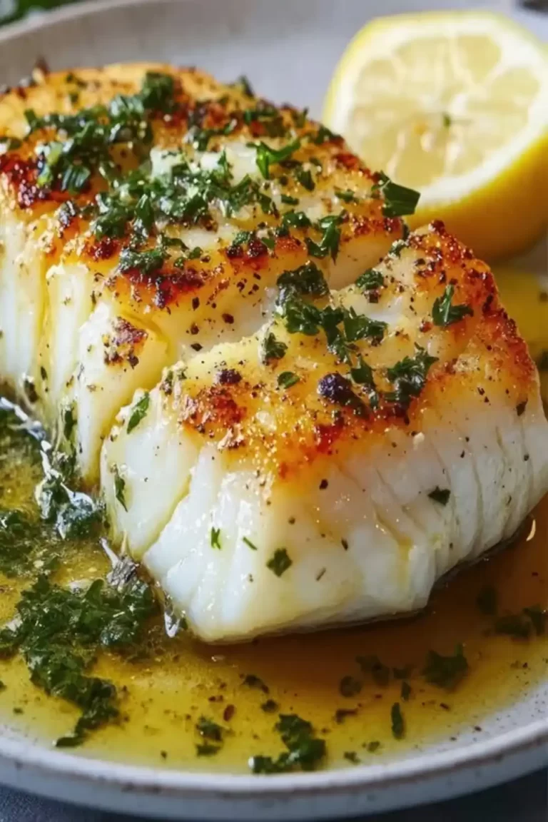 Golden Seared Cod with Herb Butter Sauce