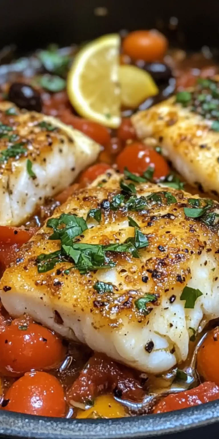 pan seared mediterranean cod in tomato basil sauce