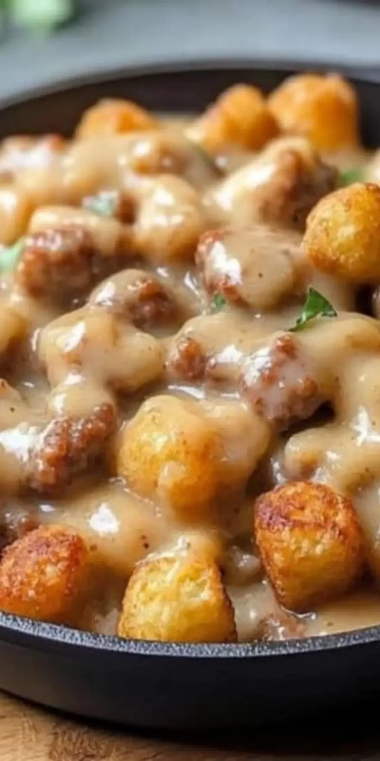 tater tot breakfast casserole with sausage gravy